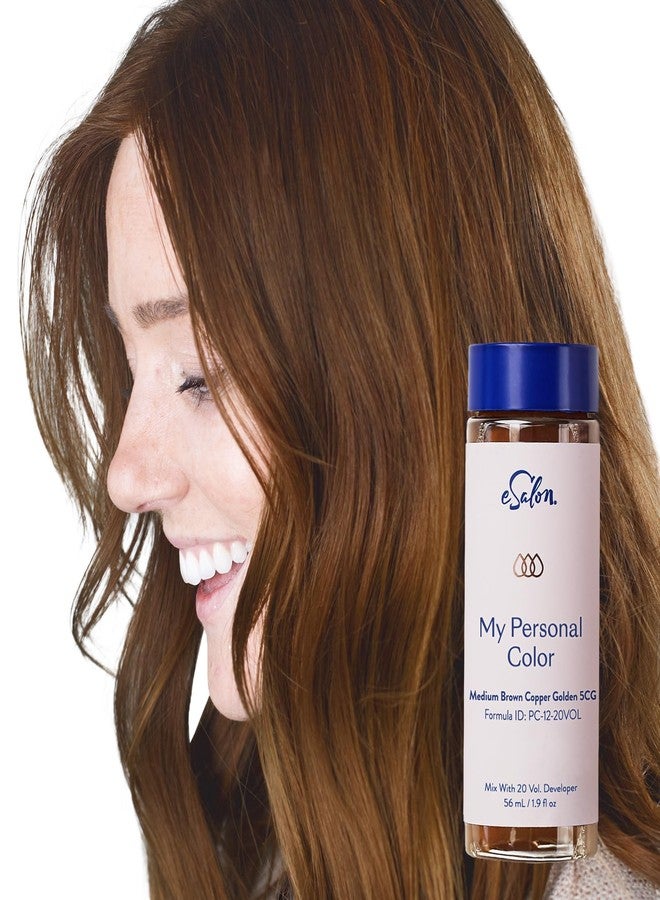 eSalon Permanent Hair Color & Hair Dye Kit - Medium Brown Copper Golden - Professional-Grade Personal Colorist for All Hair Types, Up To 100% Gray Coverage - Ammonia-Free - Image 1